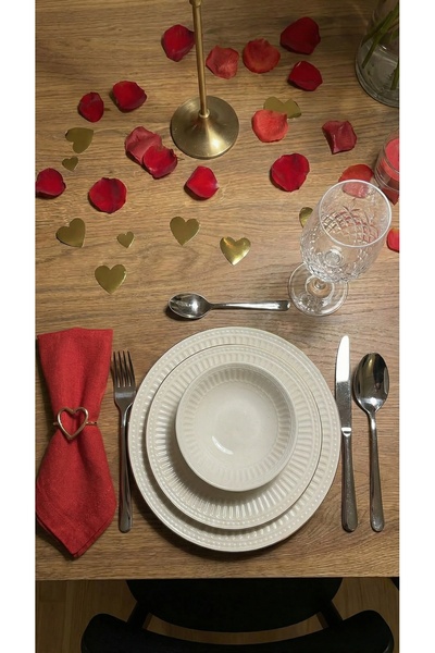 KÜTAHYA HOME Valencia Krem 24 Parça Porselen Yemek Takımı – Şık İnce Kenar De...