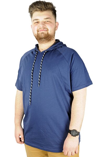 ModeXL Modna XL majica veće veličine Raglan sa kapuljačom 22117 Indigo