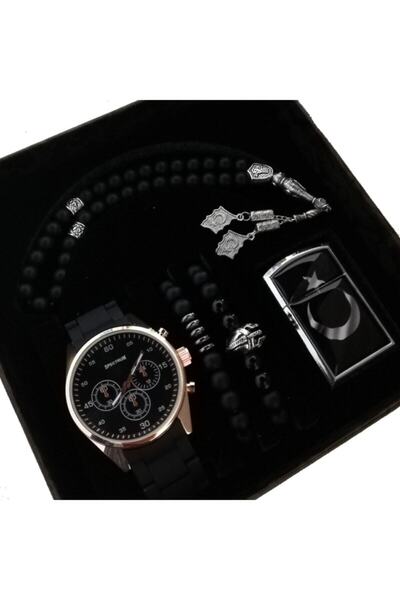 Spectrum Erkek Saat Seti Çakmak Bileklik Tesbih Kombini Sevgiliye Hediye Erke...
