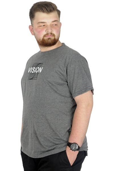 ModeXL Tricou Mode XL Mărime Mare Bis Yaka Vision 22186 Antramelanj