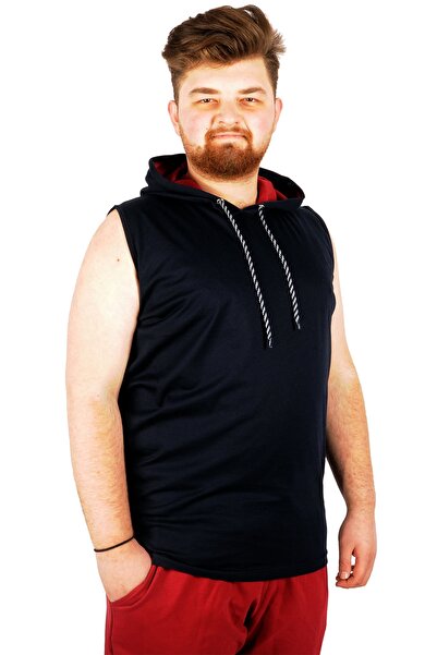 ModeXL Mode XL Великий розмір Чоловічий безрукавний капюшон Basic 21125 Синій