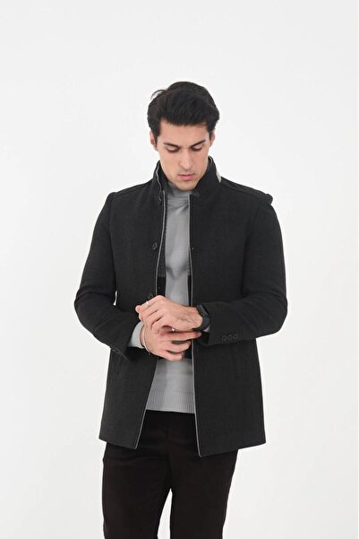 RUVEN TEKSTİL High Collar Ezel Shawl Collar Cashmere Coat