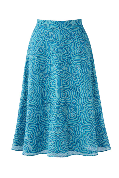 Retrobird Valerie Chiffon Flared Lined Long Skirt Women's Turquoise