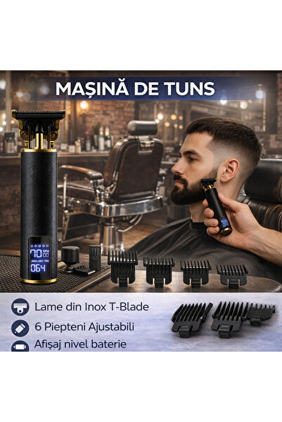 SMARTECH Masina Profesionala de Tuns Barba Si Contur, Fara Fir, Marimi Reglab...
