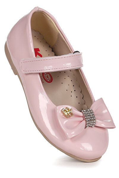 Kiko Kids Withbow Rugan Cırtlı Fiyonklu Kız Çocuk Babet Ayakkabı