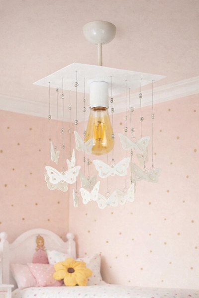 Pınar Tekli KARE 🦋 20x20 Normal 🦋KELEBEK🦋 Sarkıt Tekli Avize Antre Hol Beyaz Avize