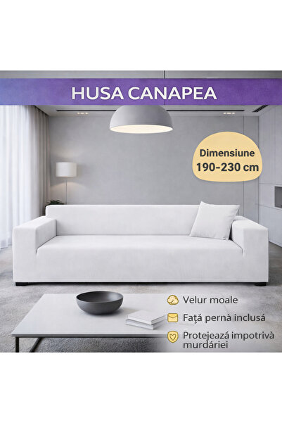 SMARTECH Husă de canapea elastică din catifea 190-230 cm, impermeabilă + față...