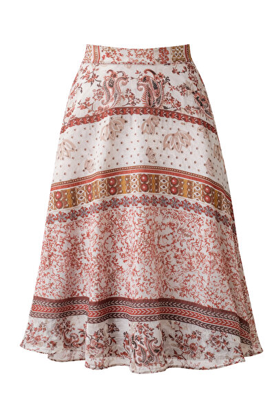 Retrobird Valerie Şifon Kloş Astarlı Uzun Etek Kadın Konyak Taba