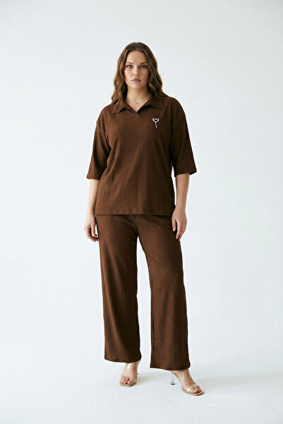Talvien Casual Stylish Plus Size Wrinkled Suit (Brooch Detail)