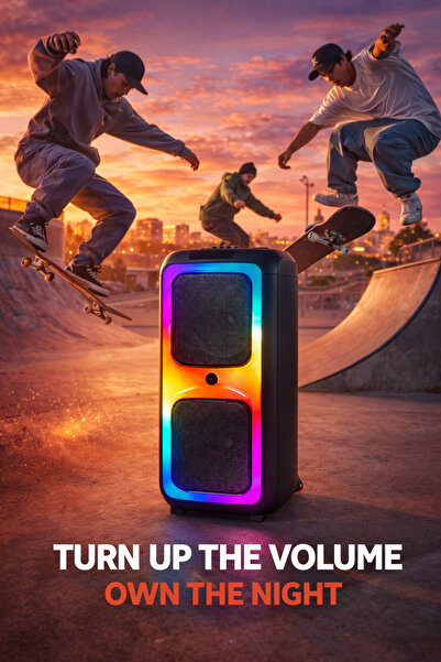 Maybax Büyük Boy Bluetooth Hoparlör Kablosuz Mikrofon Kumanda Tekerlek USB BT TF FM Destekli Party Speaker