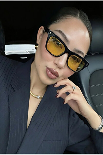 Eyesofia Iris Unisex Black Yellow Vintage Sunglasses