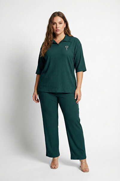 Talvien Casual Stylish Plus Size Wrinkled Suit (Brooch Detail)