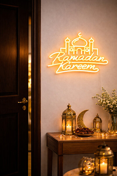 earss مصباح جداري نيون LED رمضان كريم يعمل بمنفذ USB، أبيض دافئ، مصباح معلق ز...