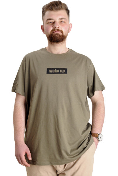 ModeXL Mode XL Великий розмір Чоловіча футболка KEEP THE GLOW 23149 Хакі