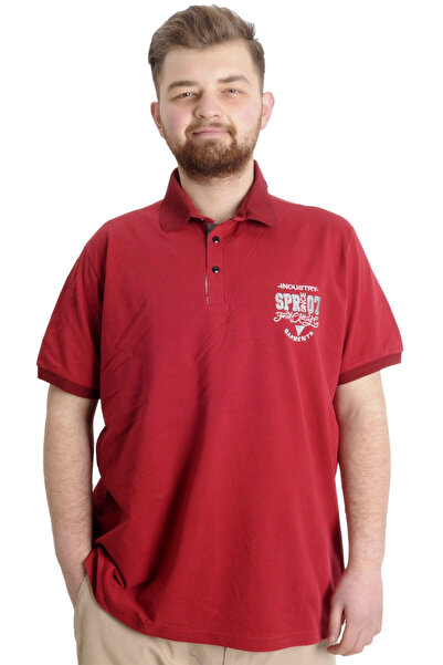 ModeXL Mode XL Великий розмір Чоловіча футболка Поло INDUSTRY 23316 Бордовий