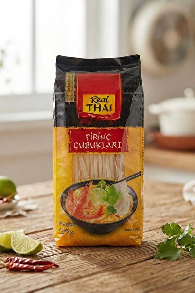 Real Thai Pirinç Çubukları 3mm ( 3mm Thai Rice Stick) - 375g