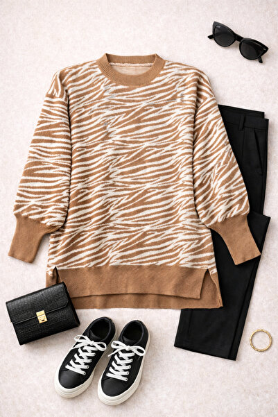 CHITI PITI سترة بنمط الحمار الوحشي مع فتحة