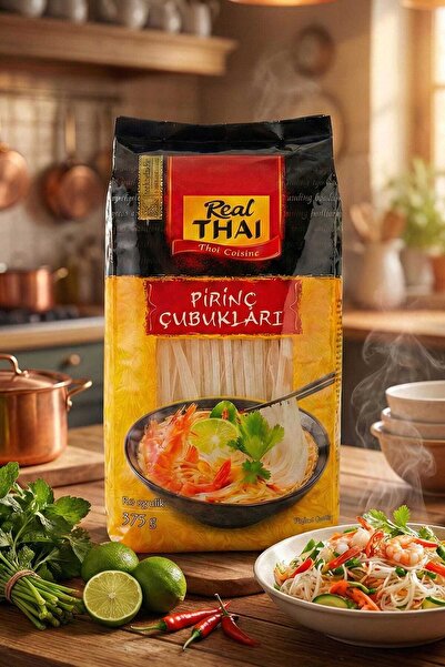 Real Thai Pirinç Çubukları 3mm ( 3mm Thai Rice Stick) - 375g