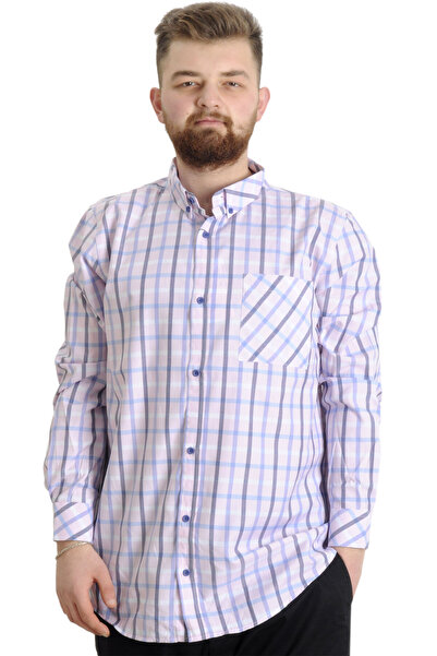 ModeXL Mode XL Large Size Men's Shirt Plaid Long Sleeve 23300 Cream