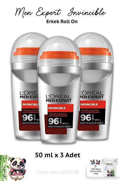 L'Oreal Paris 3 Adet Men Expert Invincible Roll-on 50 ml Ve Rosıe