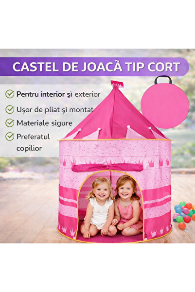 SMARTECH Cort de joacă prințesă, castel pop-up pentru copii, roz
