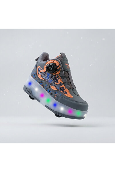 ROCKY Kız & Erkek Çocuk Işıklı BOĞAZLI FÜME Patenli Ayakkabı – Tekerlekli, Ka...