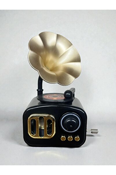 CaactuStore Dekoratif Gramofon Müzik Kutusu Çevirmeli Dekoratif Hediyelik