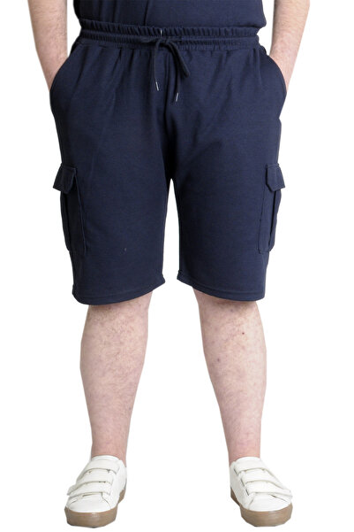 ModeXL شورت رجالي مقاس كبير من Mode XL بجيب كارجو WAFFLE 23500 باللون الأزرق ...