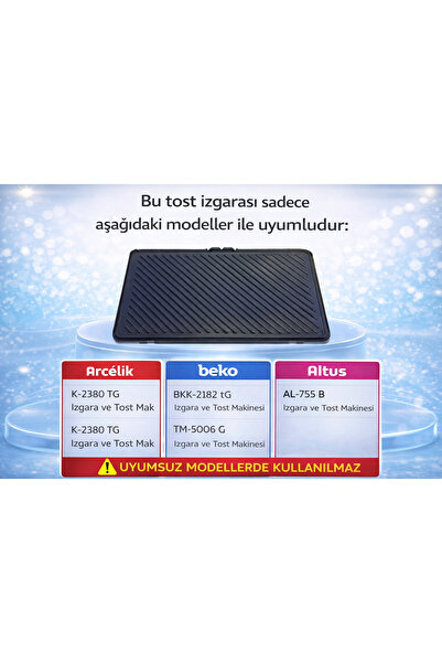 Arçelik Tost Makinesi Izgara Pişirme Yüzeyi Solido(K-2380-BKK-2182-AL-755)-91...