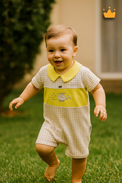 Babydola Helicopter Printed Button Detailed Holiday Unisex Jumpsuit 12701