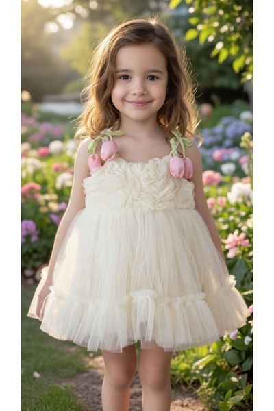 BİLGEN Style ДЕВОЧЕСКА РОКЛЯ ЗА ПАРТИ РОЖДЕН ДЕН ПАМУЧНА ТУЛИПАНОВА ПАНА
