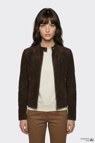 Elle Shoes Kahve Deri Kadın Ceket