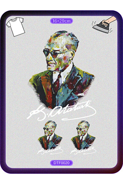 DYENOTE Kemal Atatürk Portre Kumaş Aplike Yama Ütü Ile Yapışan Transfer Kağıd...