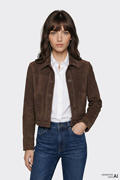 Elle Shoes Kahve Deri Kadın Ceket