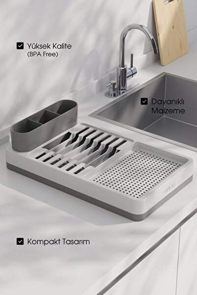 hemlife Bulaşıklık & Bulaşık Kurutma Sepeti – 42x26 cm Çok Bölmeli Modern Mut...