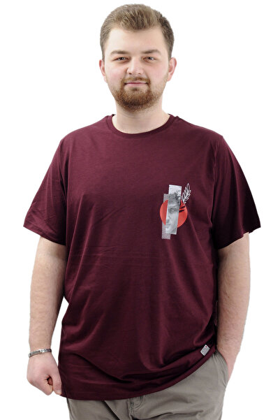 ModeXL Tricou bărbătesc - Gât crew, Imprimat LEAF U24069, prune, mărime mare