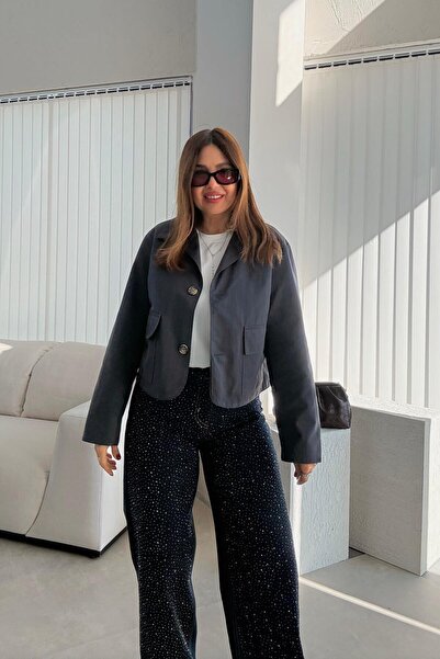 ELVAN TOLON Trenchcoat bleumarin cu buzunar pentru acoperire