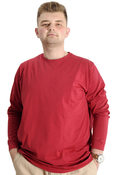 ModeXL Mode XL Large Size Men's T-shirt Long Sleeve with Cuffs 20103 Claret Red