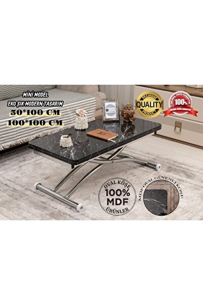 SEHPAM AKILLI Mini Juppo Dışa K Akıllı Sehpa Üst Tabla Mdf Oval Köşe Alt Krom...