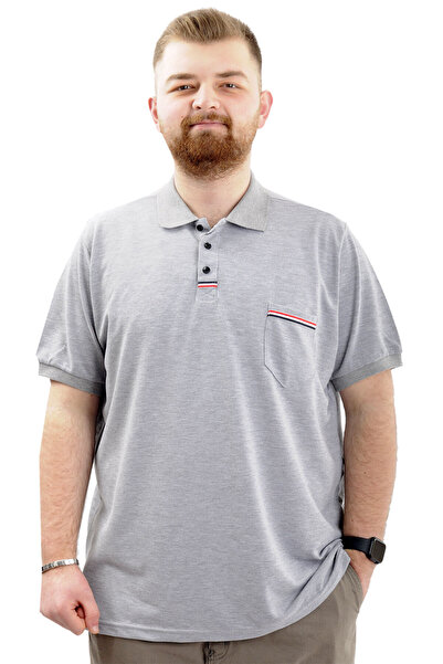 ModeXL Men's Polo Neck T-Shirt - Large Size, Pocket and Slit U24329 Grimelange