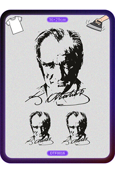 DYENOTE Kemal Atatürk Portre Siyah Kumaş Aplike Yama Ütü Ile Yapışan Transfer...