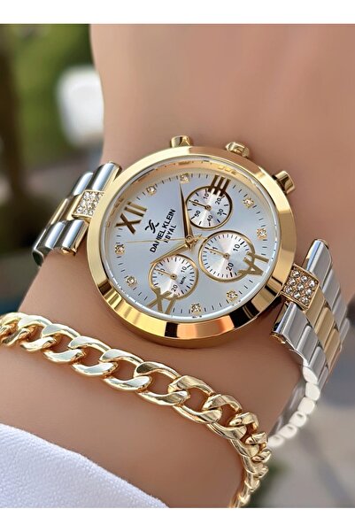 Daniel Klein Kadın Kol Saati Gold Gümüş Renk Çelik Kordon Bileklik Hediyeli D...