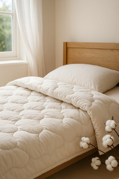 Elyaf Sepeti لحاف قطني مزدوج مصنوع من القطن الطبيعي 100% مقاس 195x215 سم