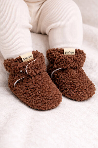 pufien Kaydırmaz Tabanlı Bebek Pandufu – Peluş ve Terletmez Organik Pamuk Ast...