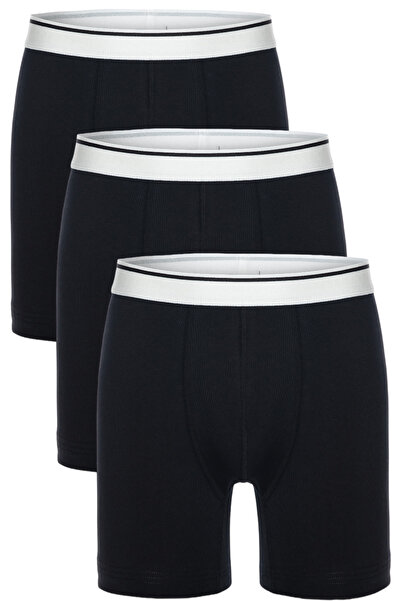 TOLIN 3-Piece Men's Cotton Stretch Fabric Stretch Black Long Boxer Set 4197