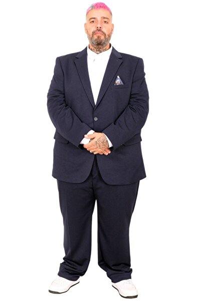 ModeXL Mode XL Büyük Beden Erkek Takım Elbise Zara Tintin Basic 24020 Lacivert