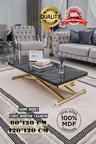 SEHPAM AKILLI Akıllı Sehpa Home Üst Tabla Mdf Alt Mekanizma Gold Kaplama