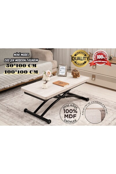 SEHPAM AKILLI Akıllı Sehpa Mini Juppo Üst Tabla Mdf Lizbon Oval Köşe Alt Ayak...