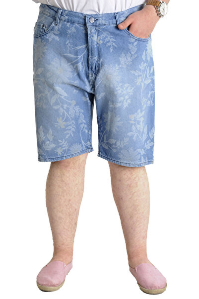 ModeXL Ανδρικό τζιν σορτς Mode XL μεγάλου μεγέθους με σχέδιο φύλλων 23807 Ice...