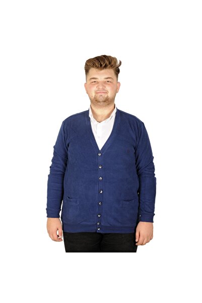 ModeXL Mode XL Büyük Beden Erkek Hırka Vanize Selanik Düğmeli 20548 İndigo